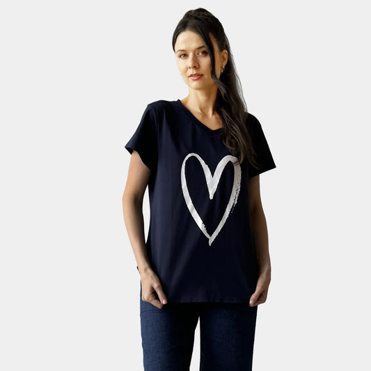 NAVY HEART TEE