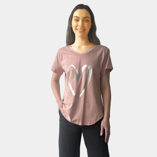 BLUSH FOIL HEART TEE