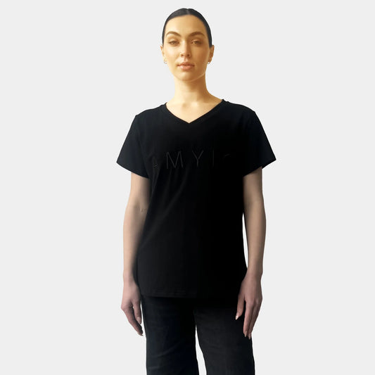 BLACK V-NECK TEE