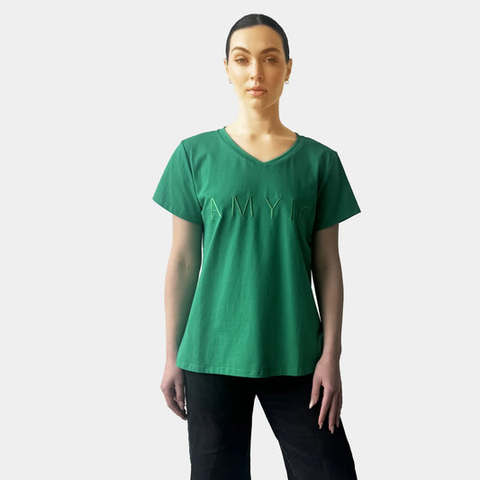 GREEN V-NECK TEE