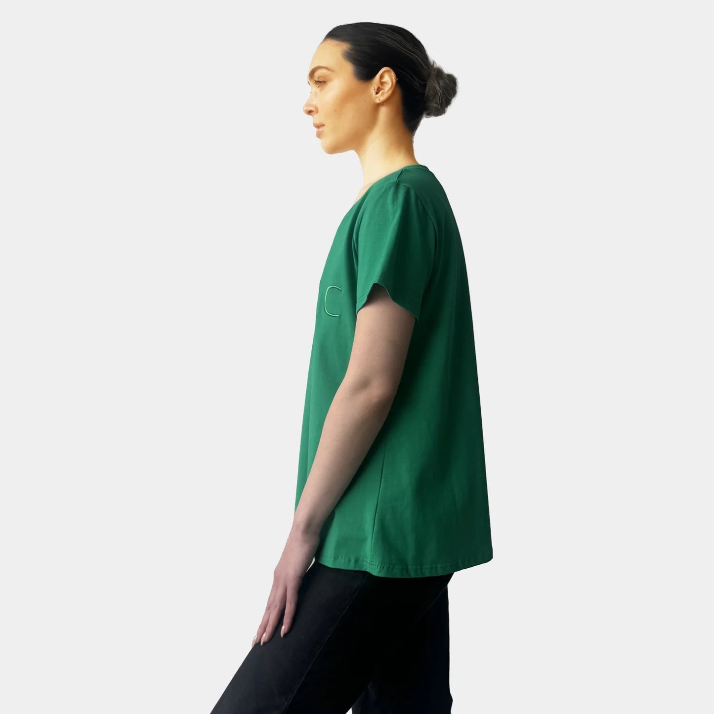 GREEN V-NECK TEE