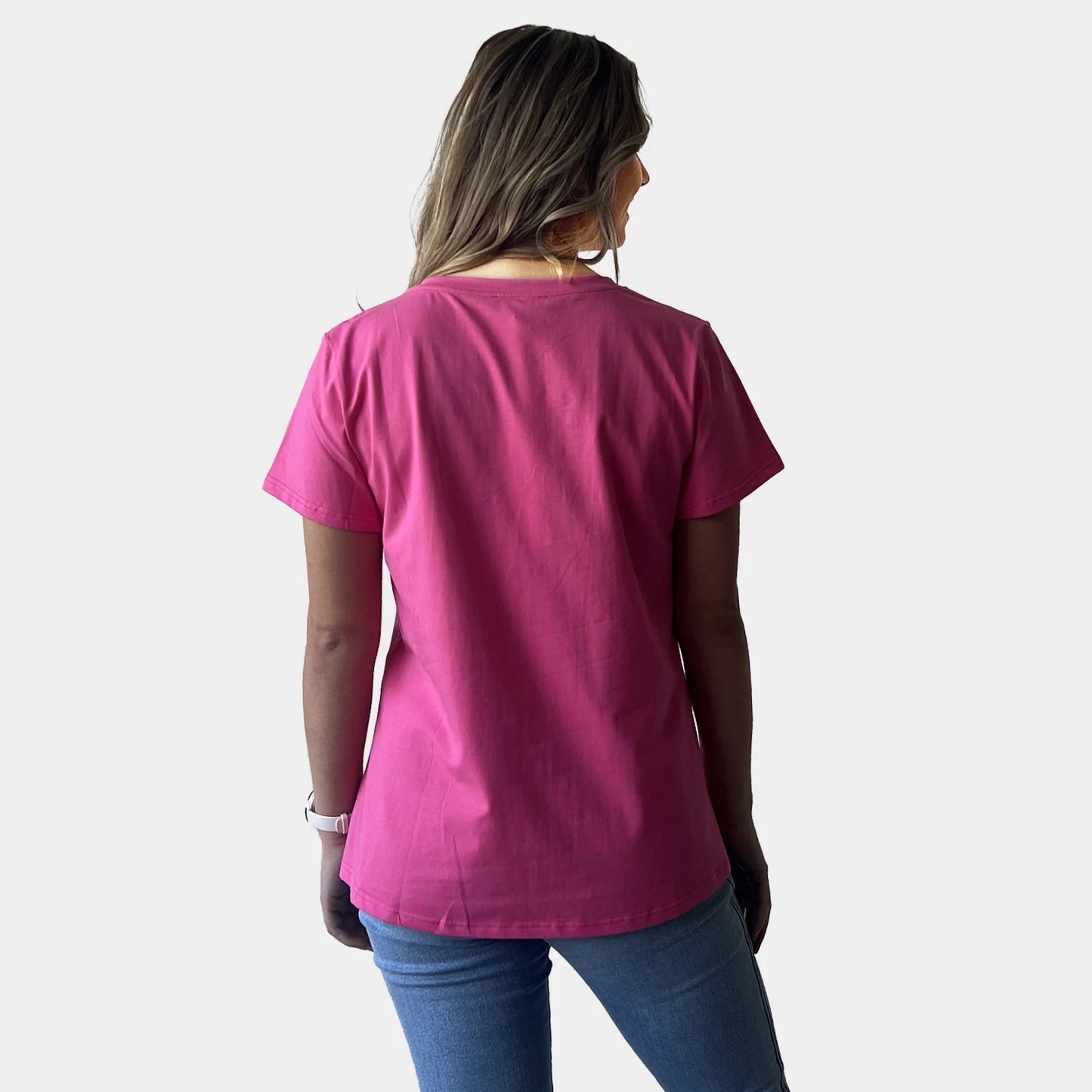 HOT PINK V-NECK TEE