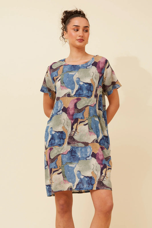 VINE SHIFT DRESS BLUE