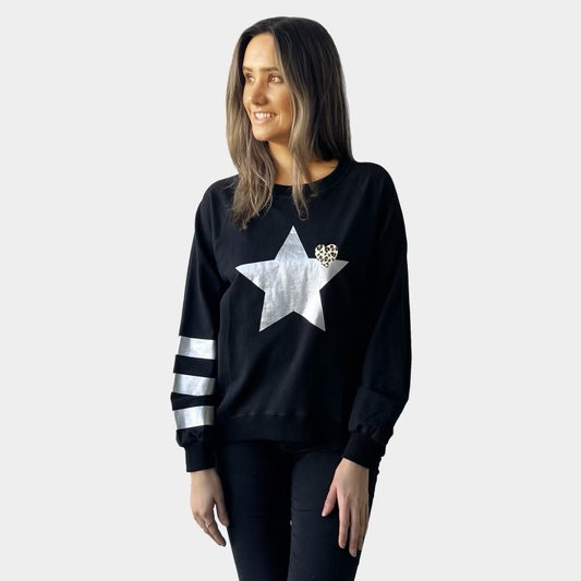 LEOPARD HEART STAR SWEATER