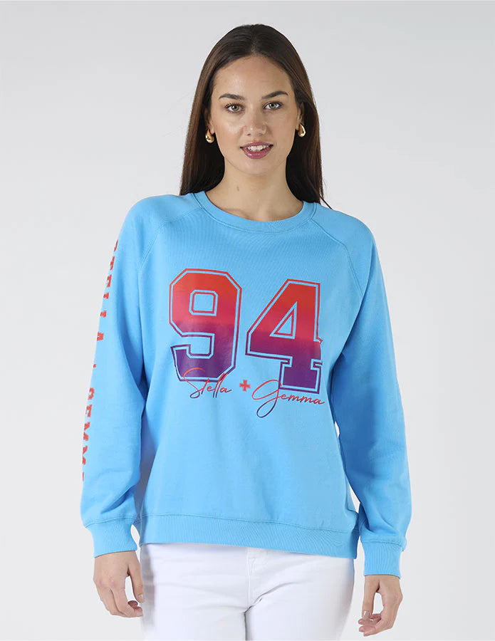 SKY BLUE OMBRE VARSITY SWEATER