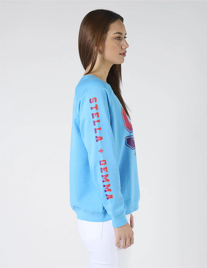 SKY BLUE OMBRE VARSITY SWEATER