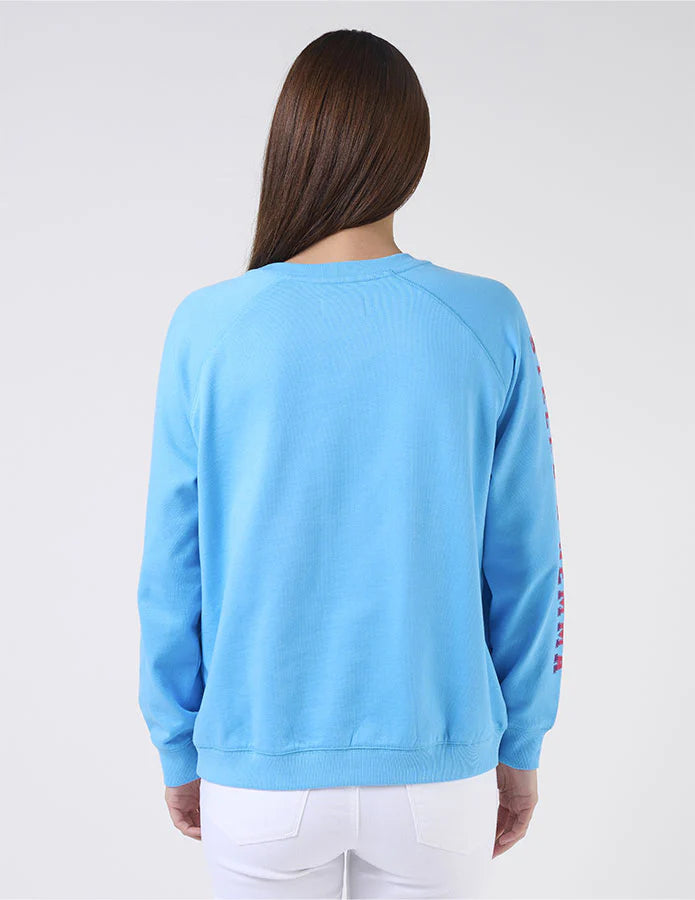 SKY BLUE OMBRE VARSITY SWEATER