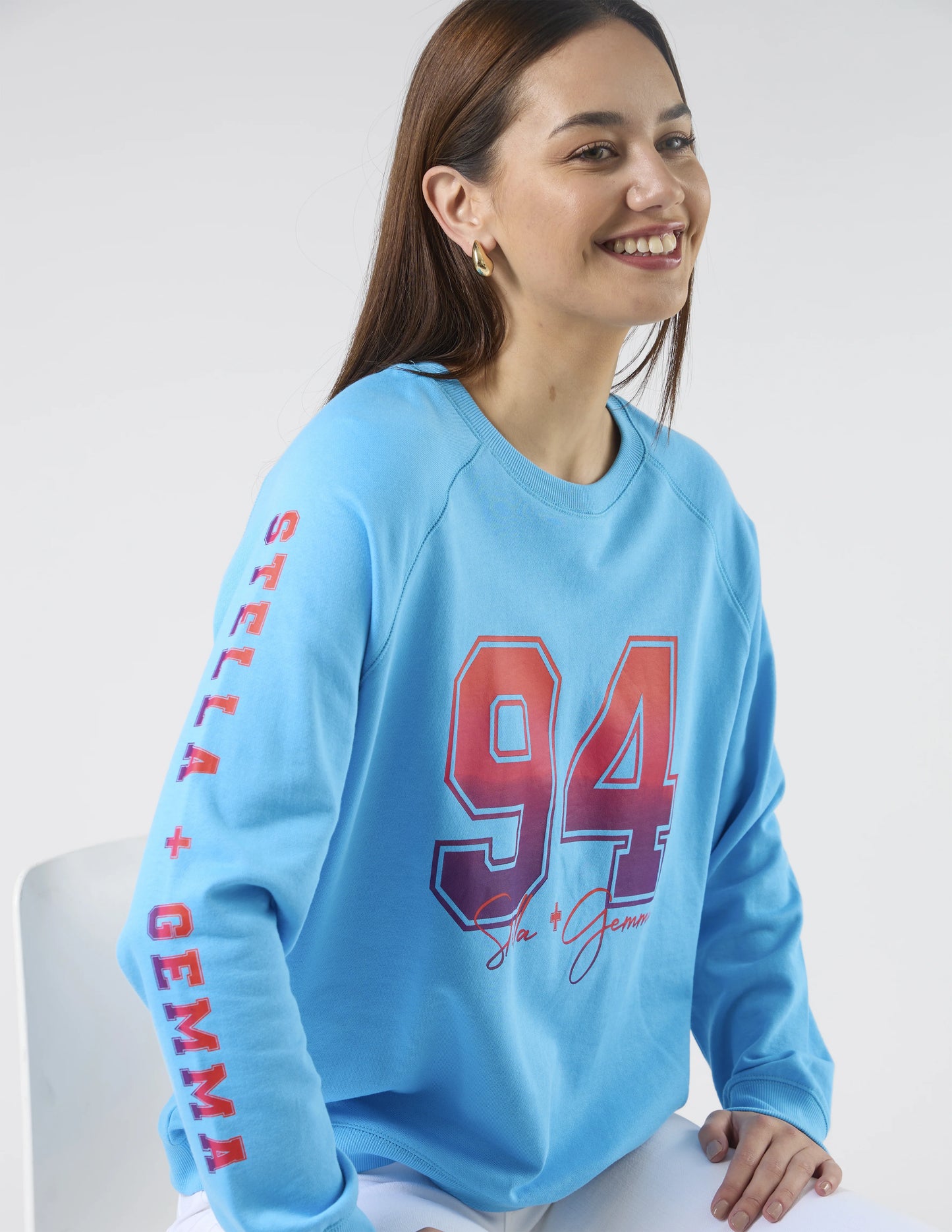 SKY BLUE OMBRE VARSITY SWEATER