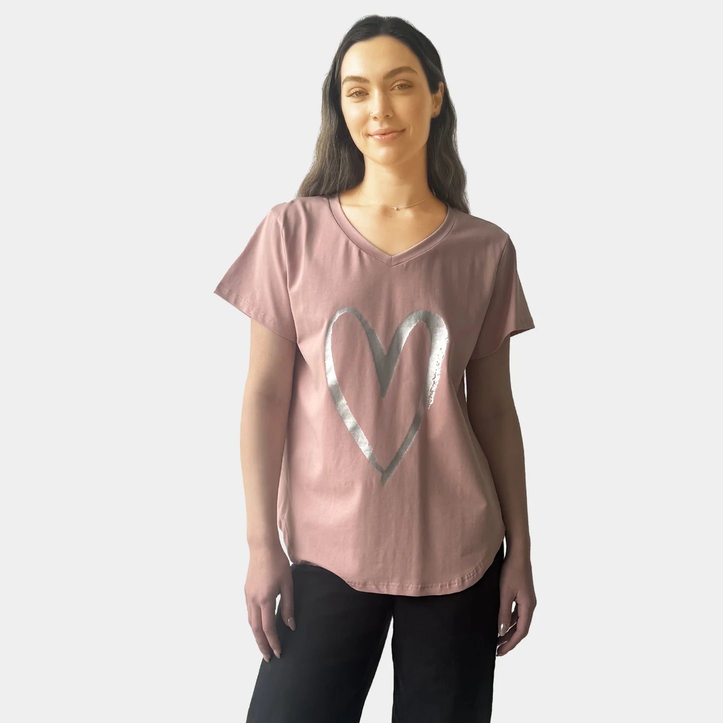 BLUSH FOIL HEART TEE