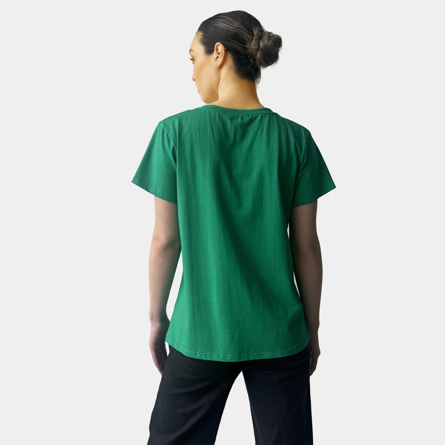 GREEN V-NECK TEE