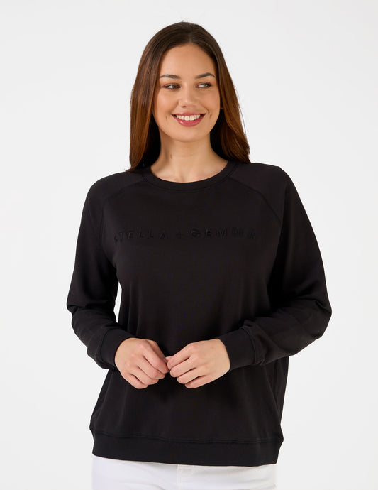 STELLA + GEMMA  LOGO CLASSIC SWEATER BLACK