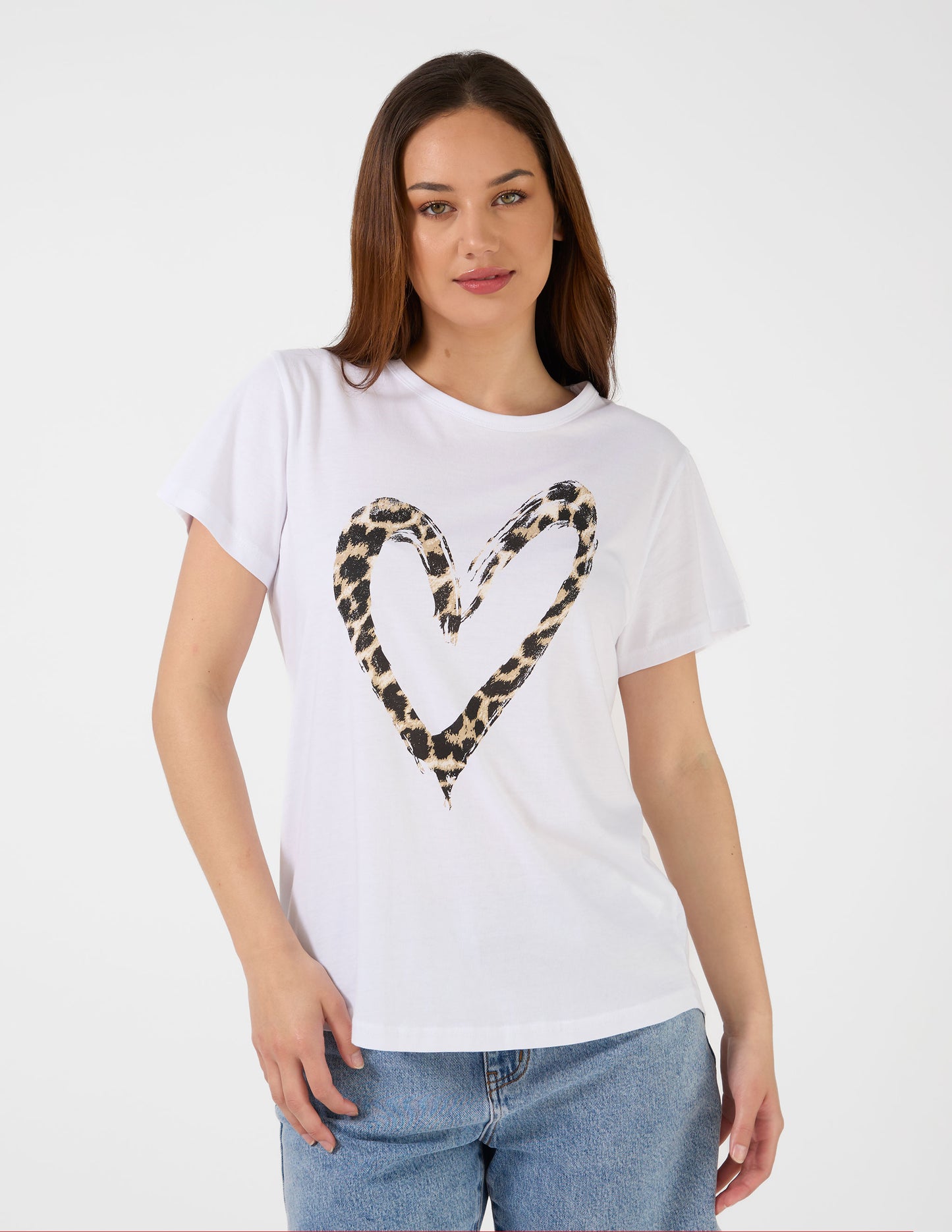 WHITE LEOPARD HEART TEE