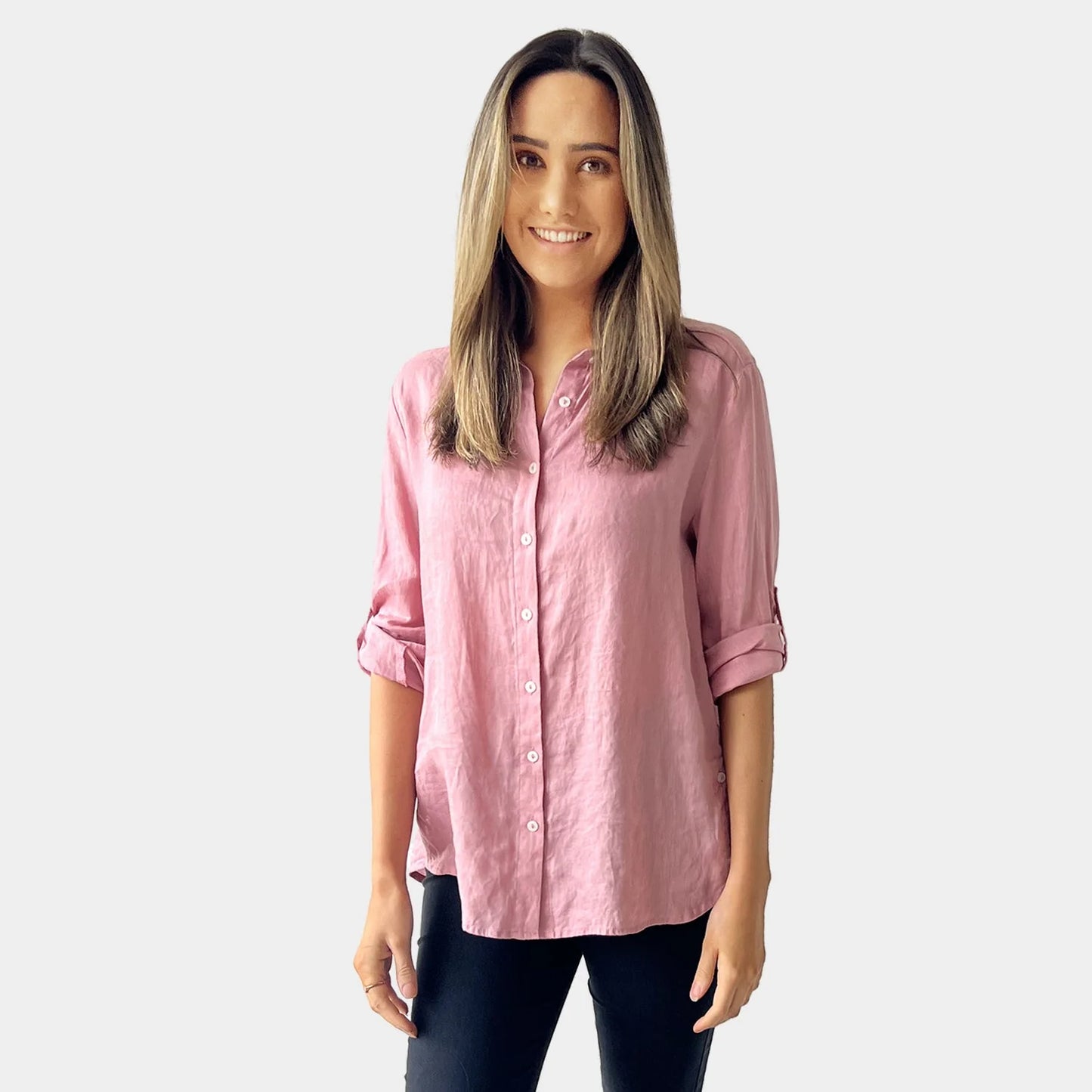 OLIVIA LINEN SHIRT PINK