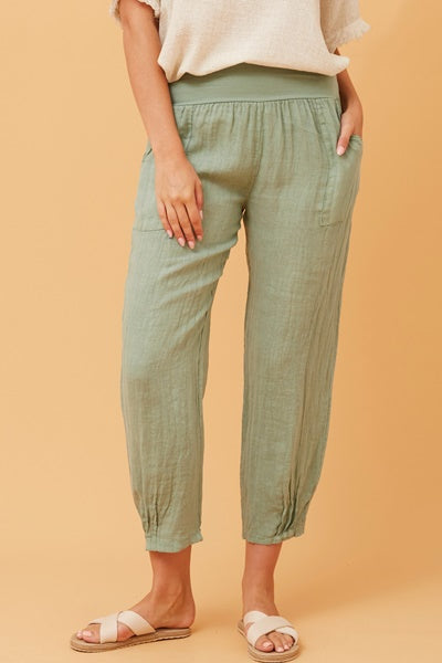 RILEY LINEN PANT SAGE