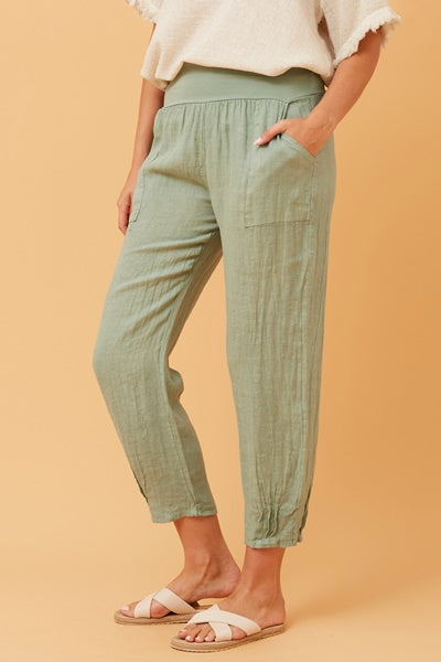 RILEY LINEN PANT SAGE