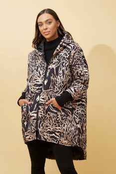 ANIMAL PRINT PUFFER COAT