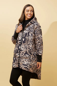 ANIMAL PRINT PUFFER COAT