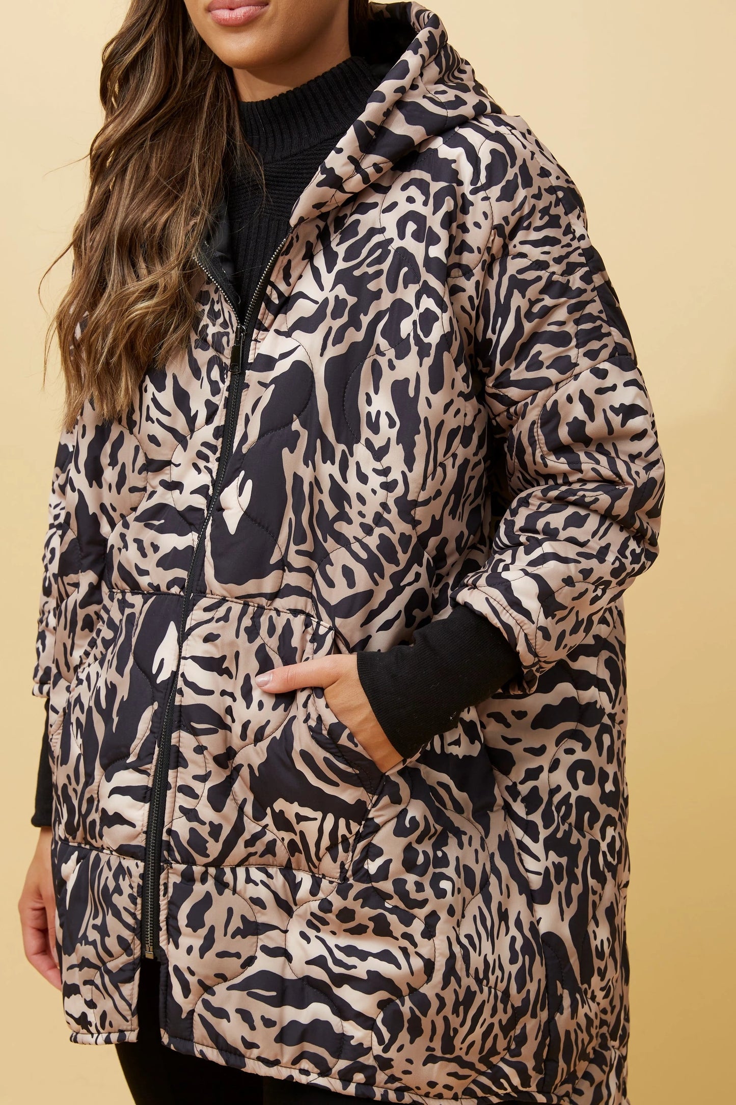 ANIMAL PRINT PUFFER COAT