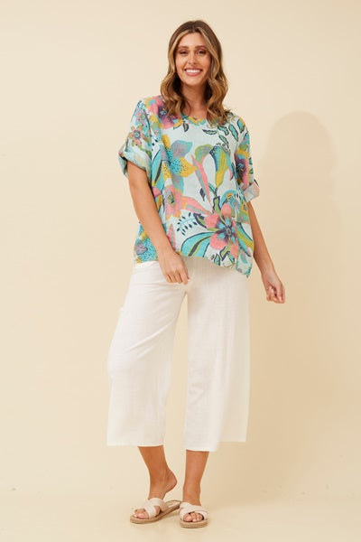 FLORAL LINEN TOP